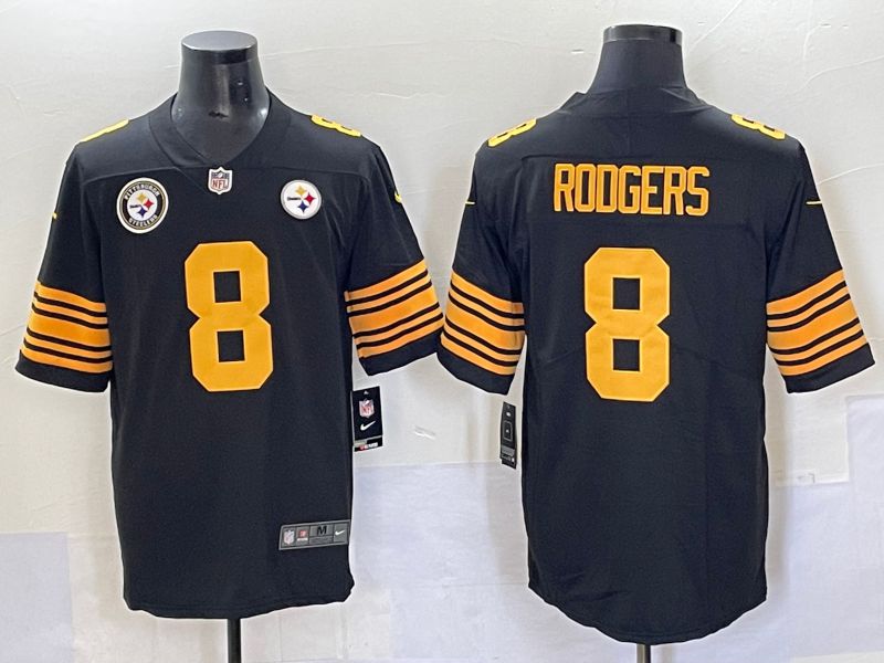 Men 2025 Pittsburgh Steelers #8 Rodgers Black yellow Nike Limited NFL Jersey style 4